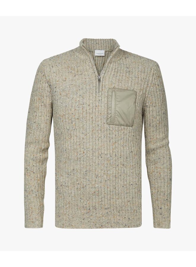 Pullover met rits wol beige