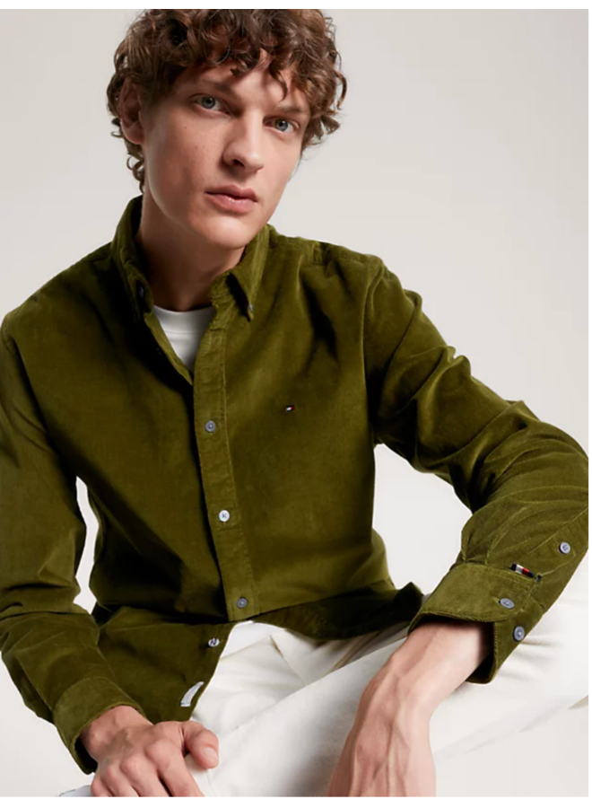 Tommy Hilfiger overhemd corduroy groen