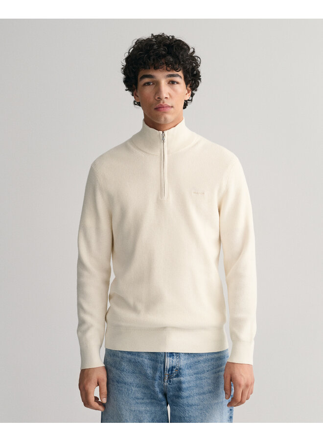 Gant pullover met rits katoen off white