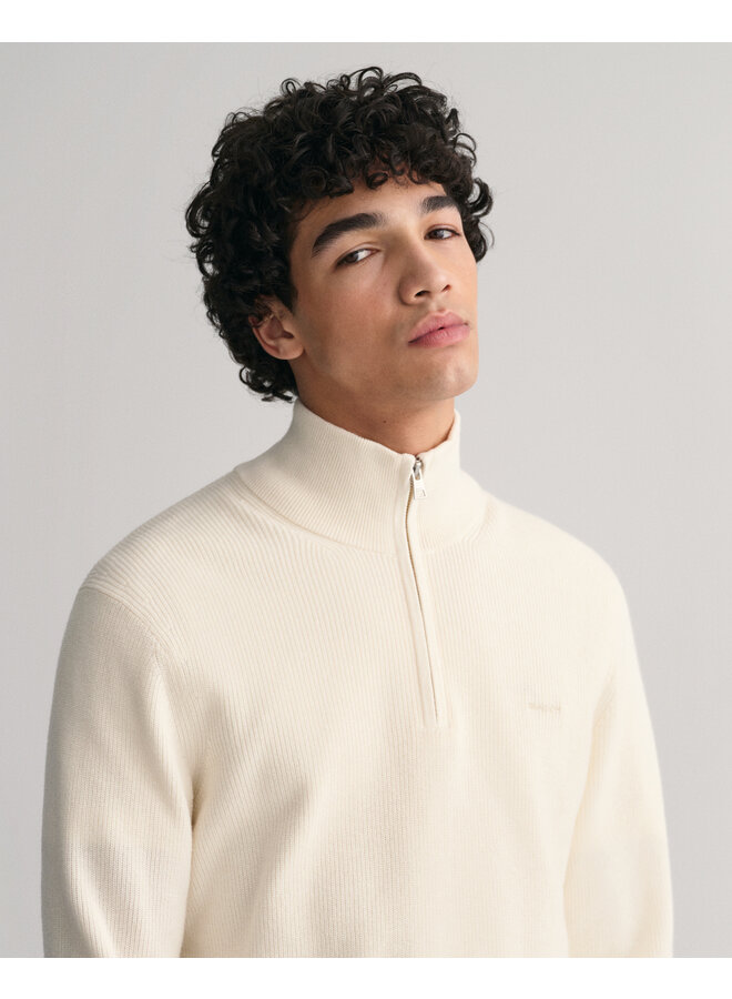 Gant pullover met rits katoen off white