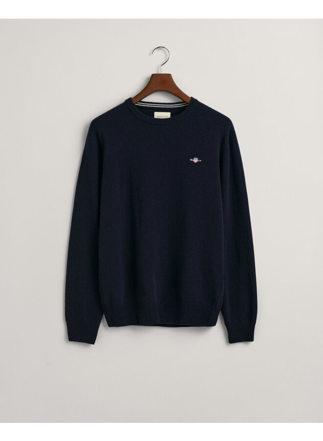 Pullover ronde hals lamswol navy