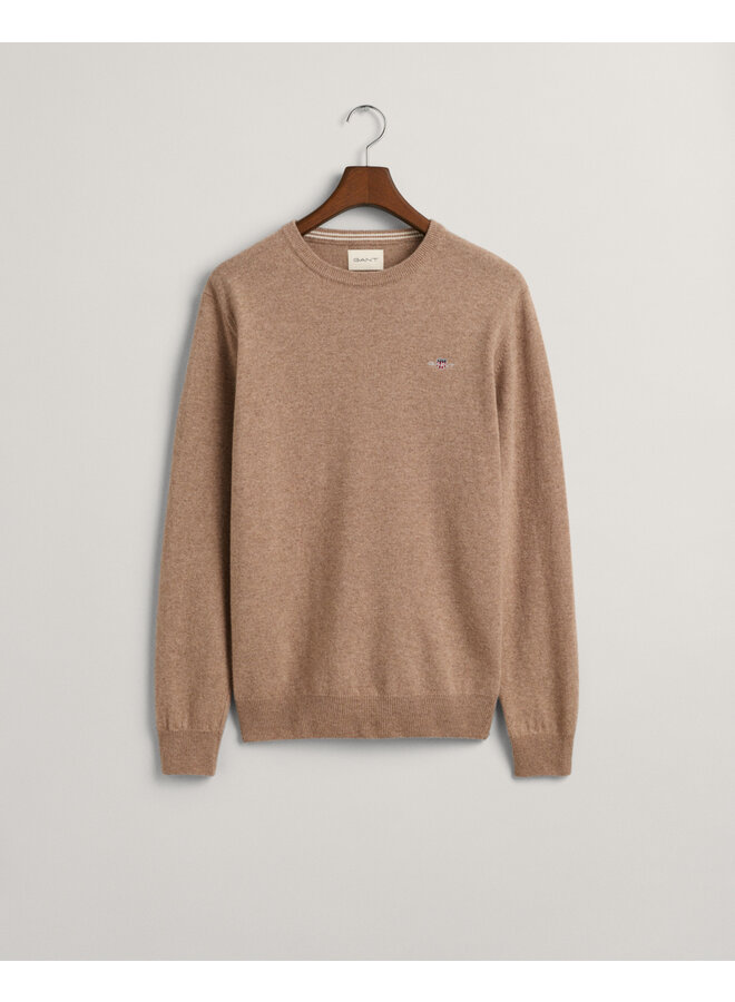 Gant pullover ronde hals lamswol beige melange