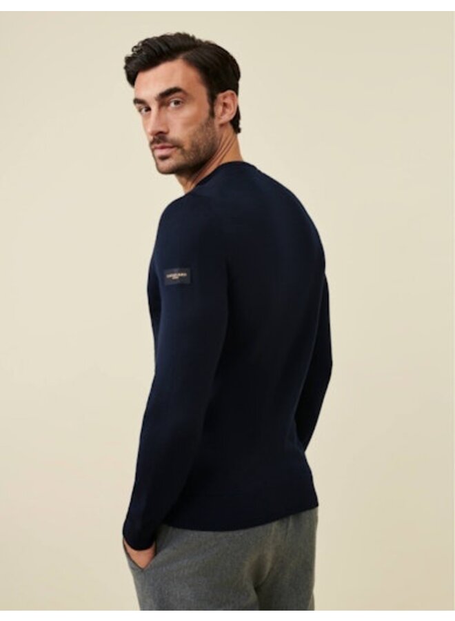 Cavallaro pullover met ronde hals merino wol navy