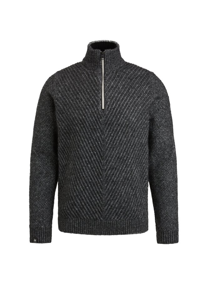 Vanguard pullover met rits wol grijs