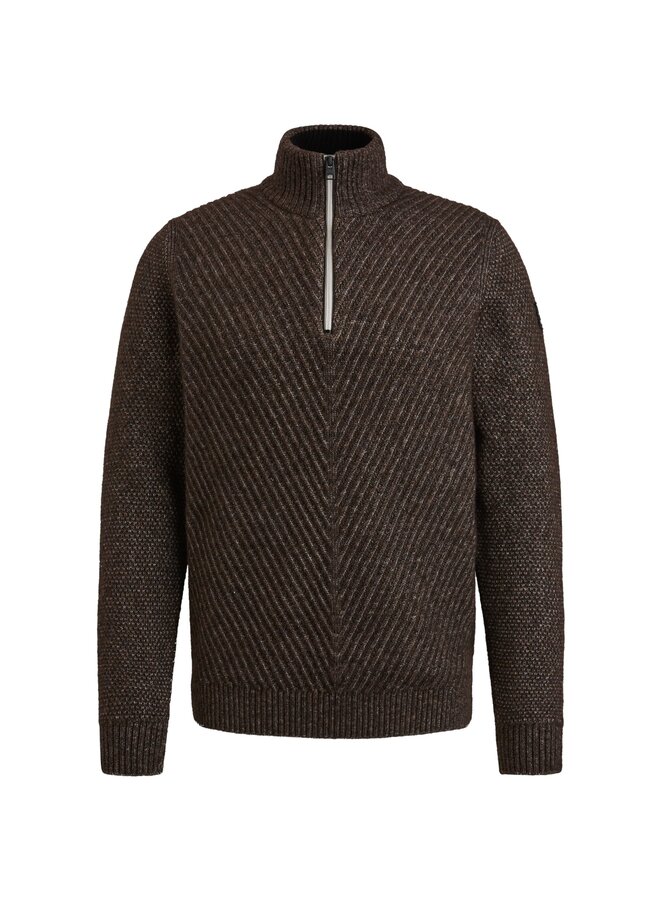 Vanguard pullover met rits wol bruin