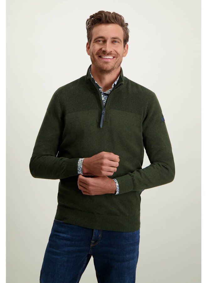 State of Art pullover met rits groen