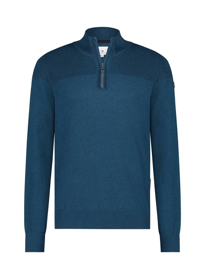 State of Art pullover met rits petrol