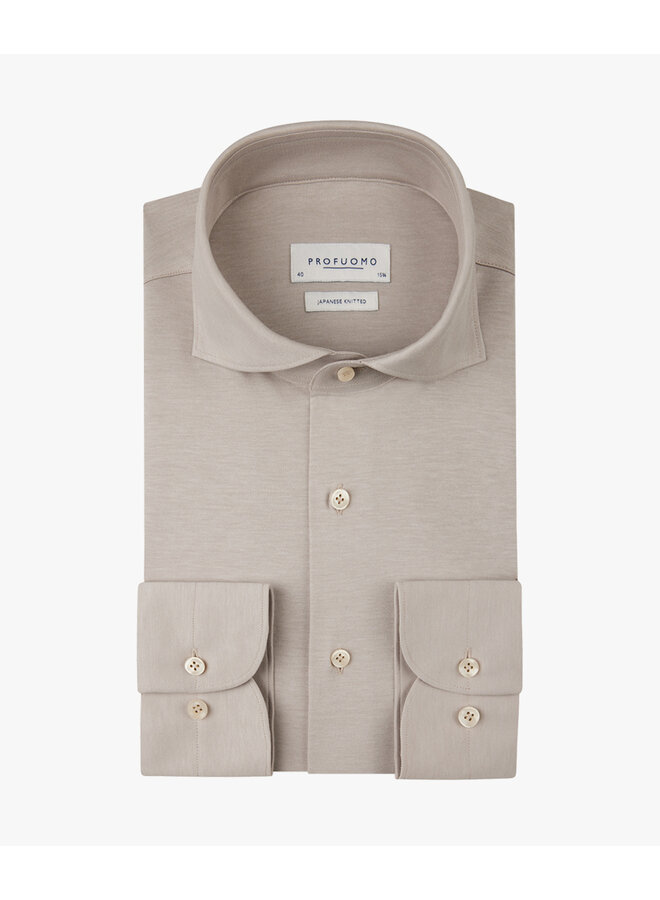 Profuomo overhemd Japanese knitted shirt beige