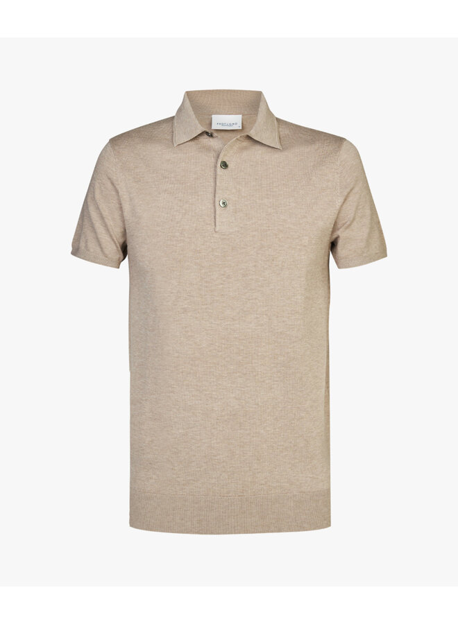 Profuomo polo korte mouw beige melange