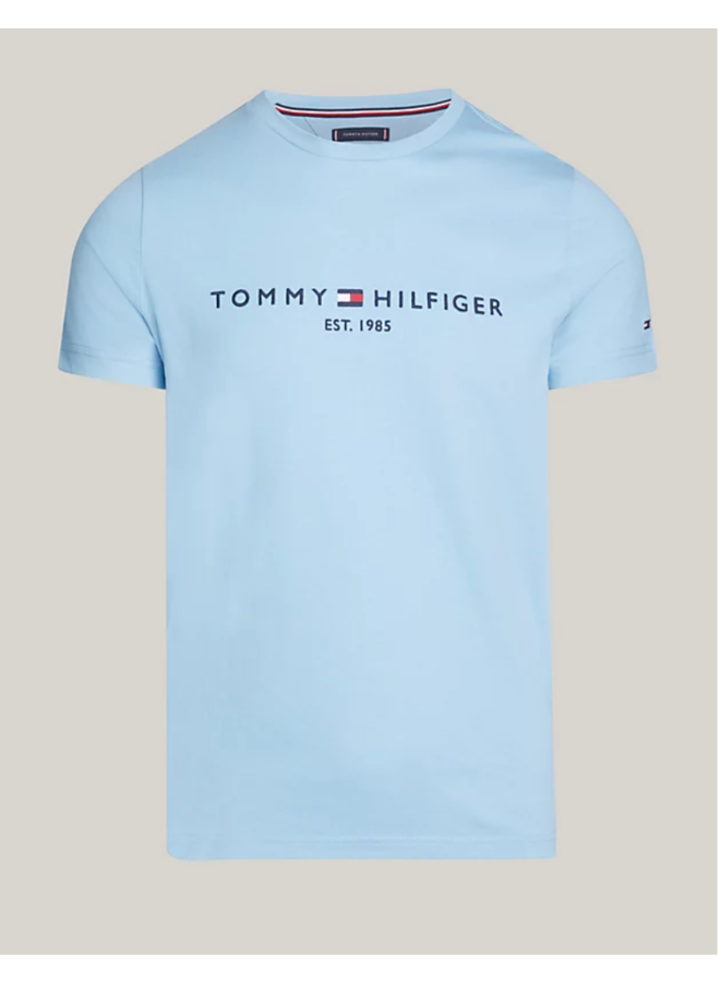 Tommy T-shirt logo geborduurd blue