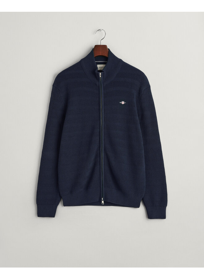 Gant vest met rits streep structuur navy