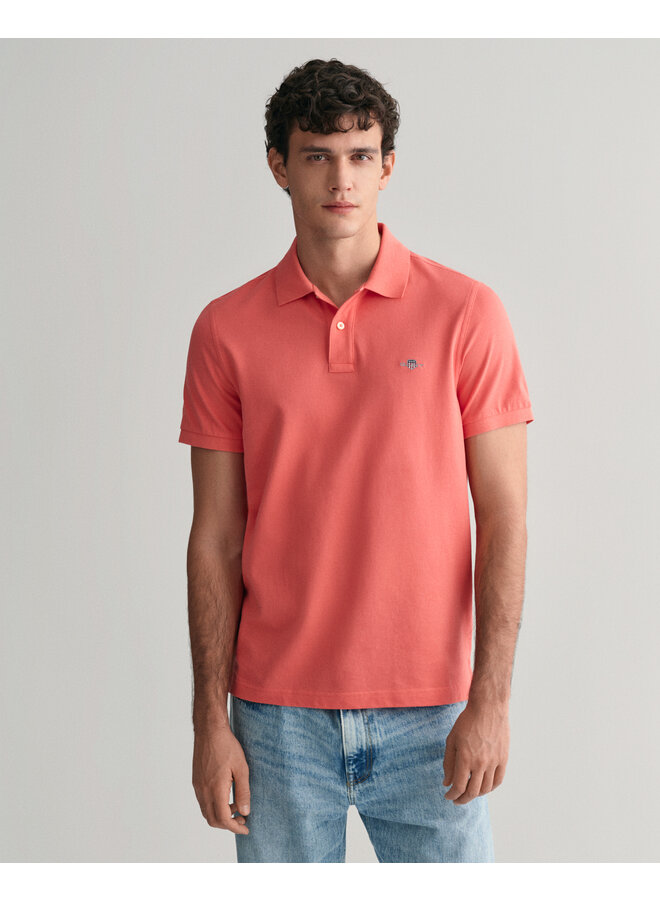 Gant polo korte mouw shield pique pink