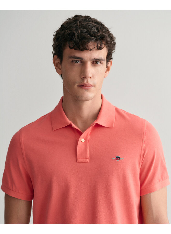 Gant polo korte mouw shield pique pink