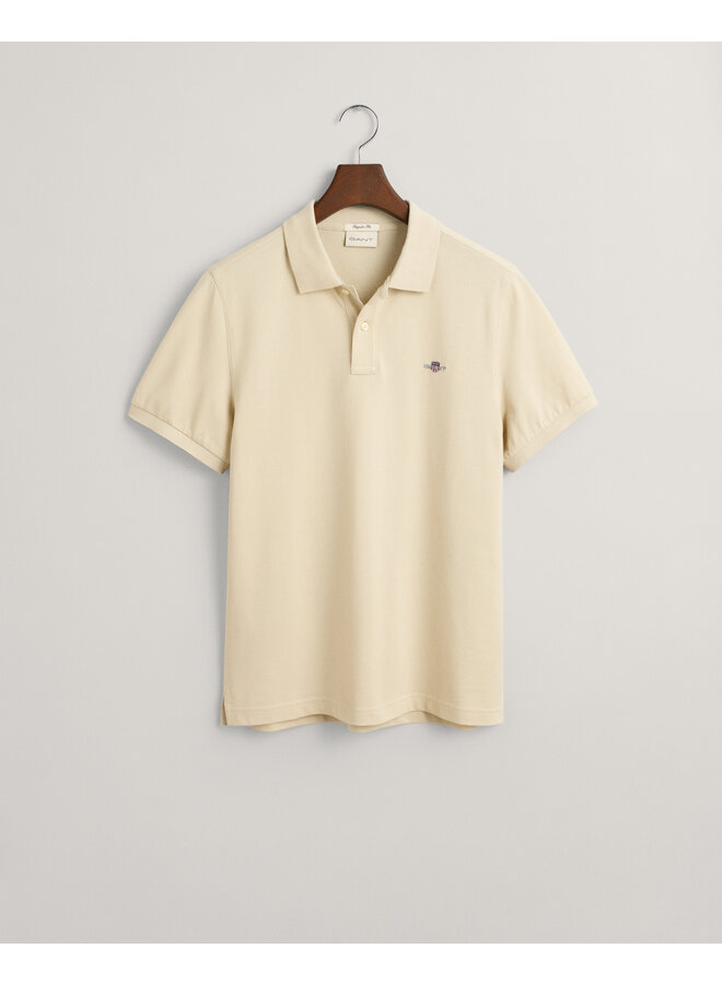 Gant polo korte mouw shield pique beige