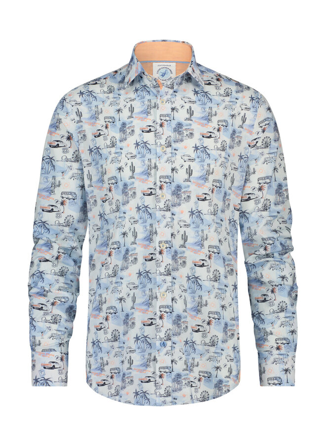 A Fish named Fred lange mouw shirt westcoat map