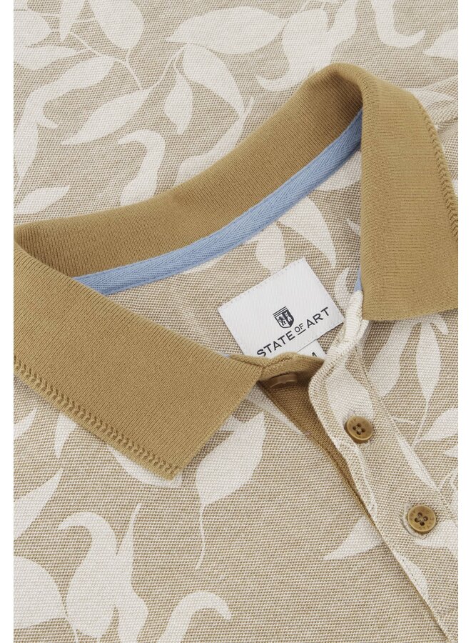 State of Art polo korte mouw print beige