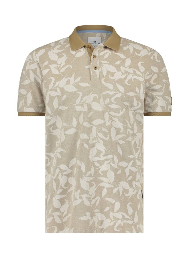 State of Art polo korte mouw print beige