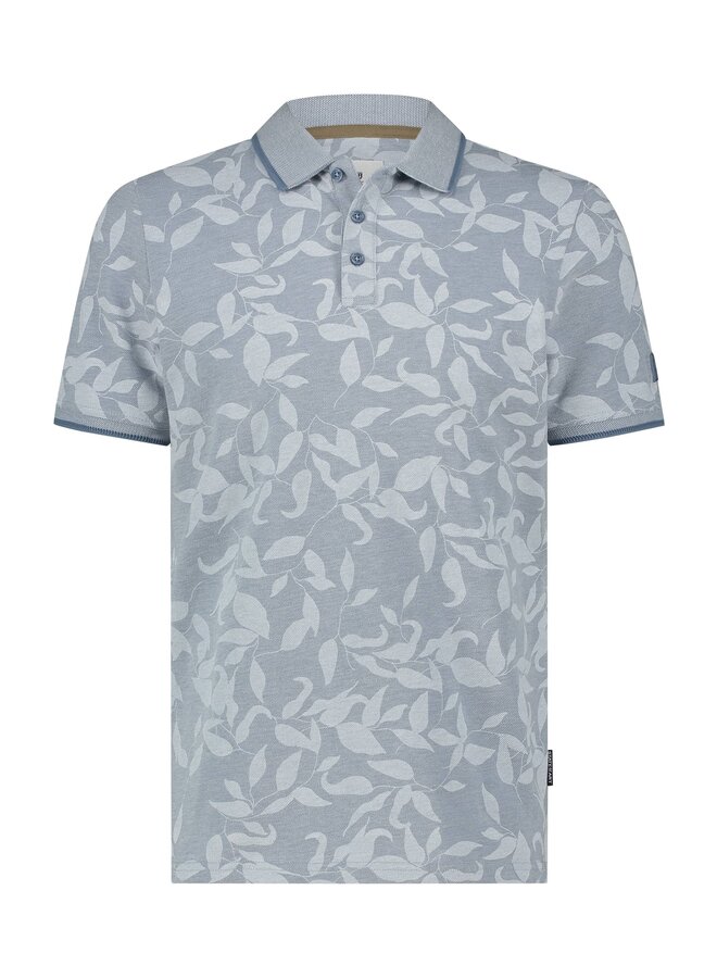 State of Art polo met print licht blauw