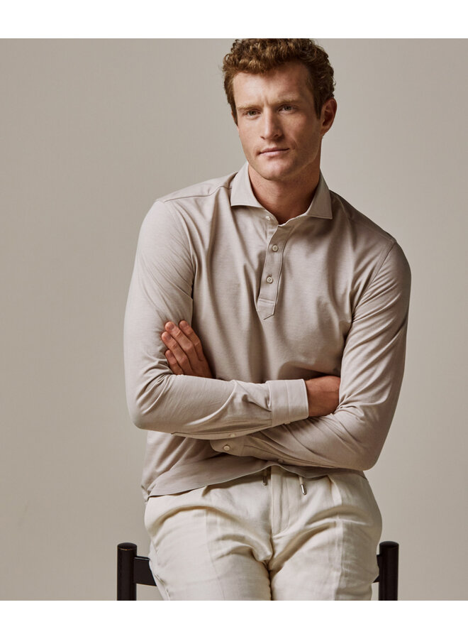 Profuomo poloshirt Japanese Knitted beige