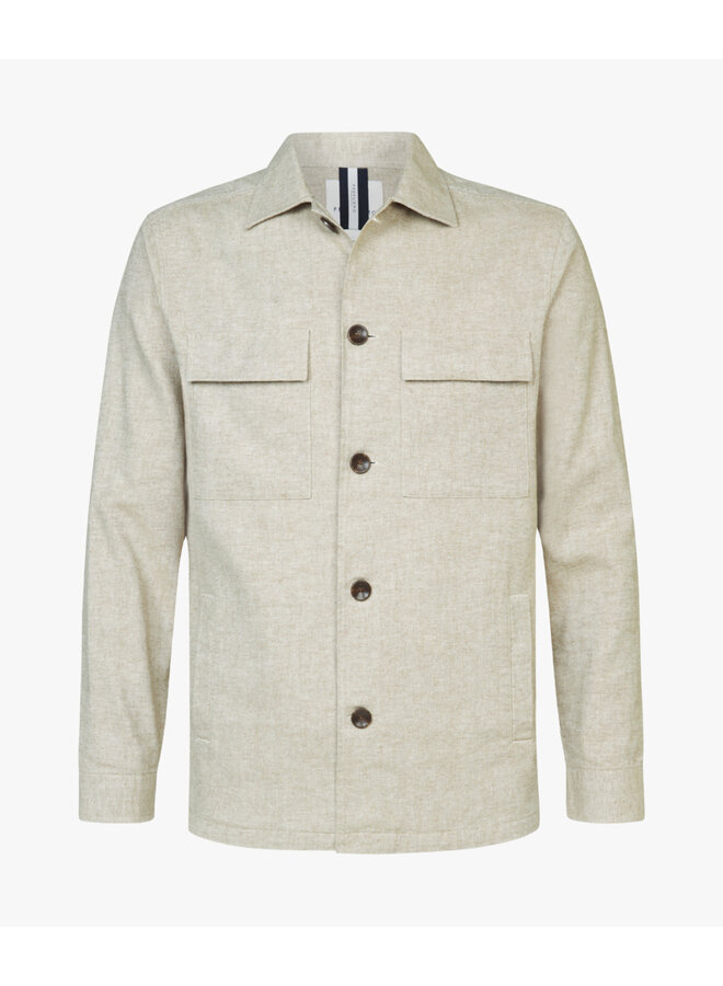 Profuomo linnen overshirt beige