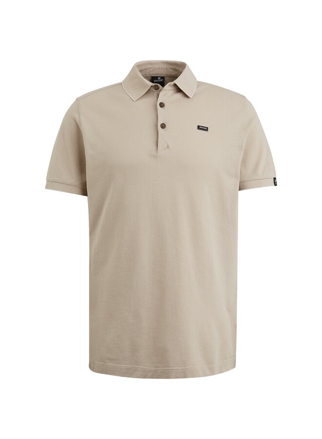 Vanguard polo korte mouw waffle structuur beige