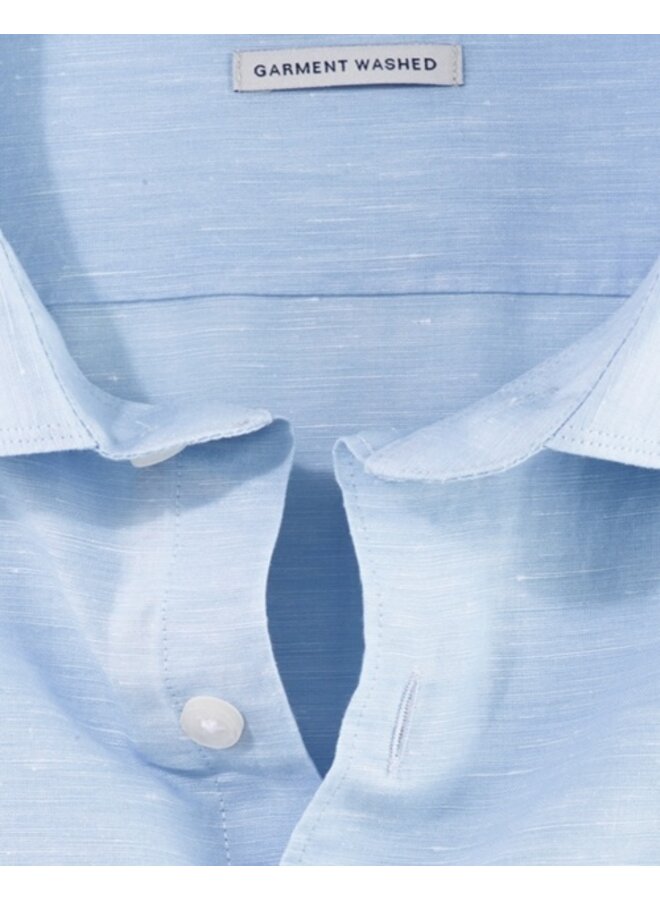 Olymp bodyfit washed linnen overhemd blue