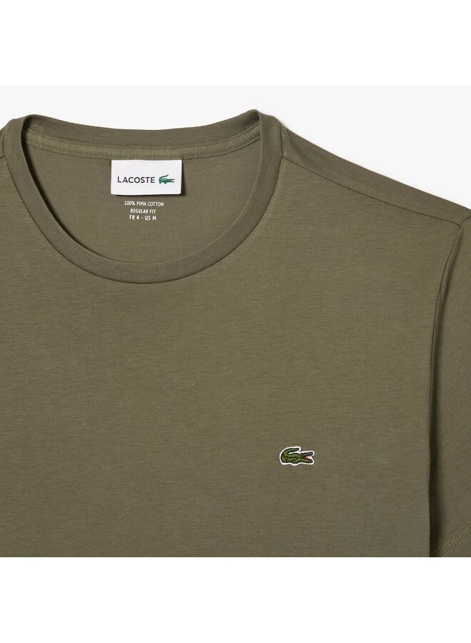 Lacoste t-shirt ronde hals pimakatoen khaki