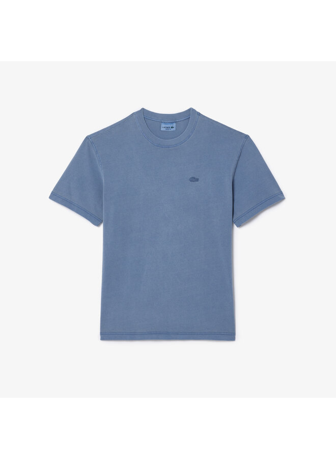Lacoste t-shirt ronde hals garment dye blauw