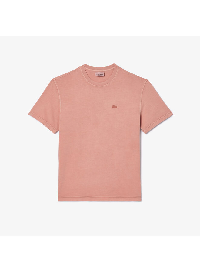 Lacoste t-shirt ronde hals garment dye roze