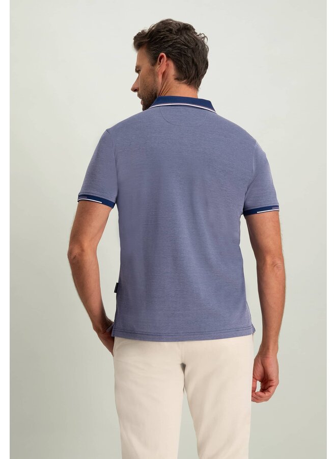 State of Art gemerceriseerde katoenen polo blauw