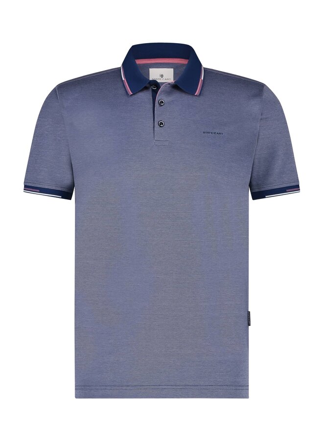 State of Art gemerceriseerde katoenen polo blauw