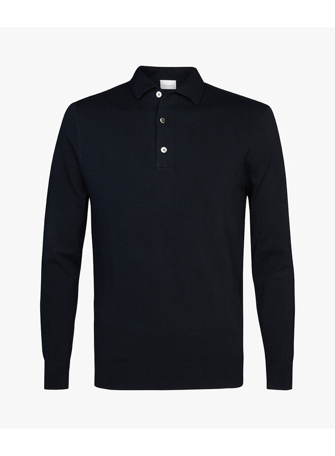 Profuomo pullover met polosluiting navy