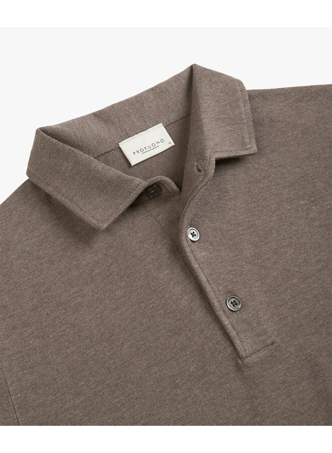 Profuomo polo lange mouw bruin