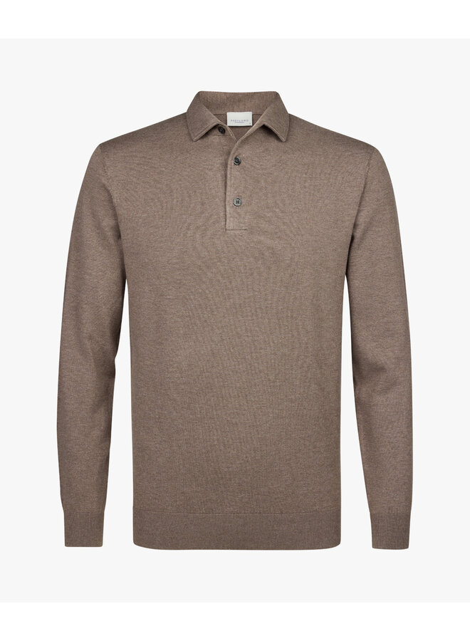 Profuomo pullover met polosluiting bruin