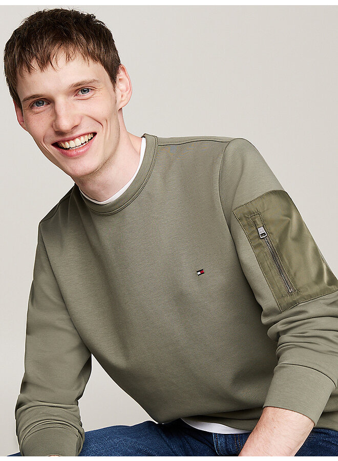 Tommy sweatshirt met ritszak groen