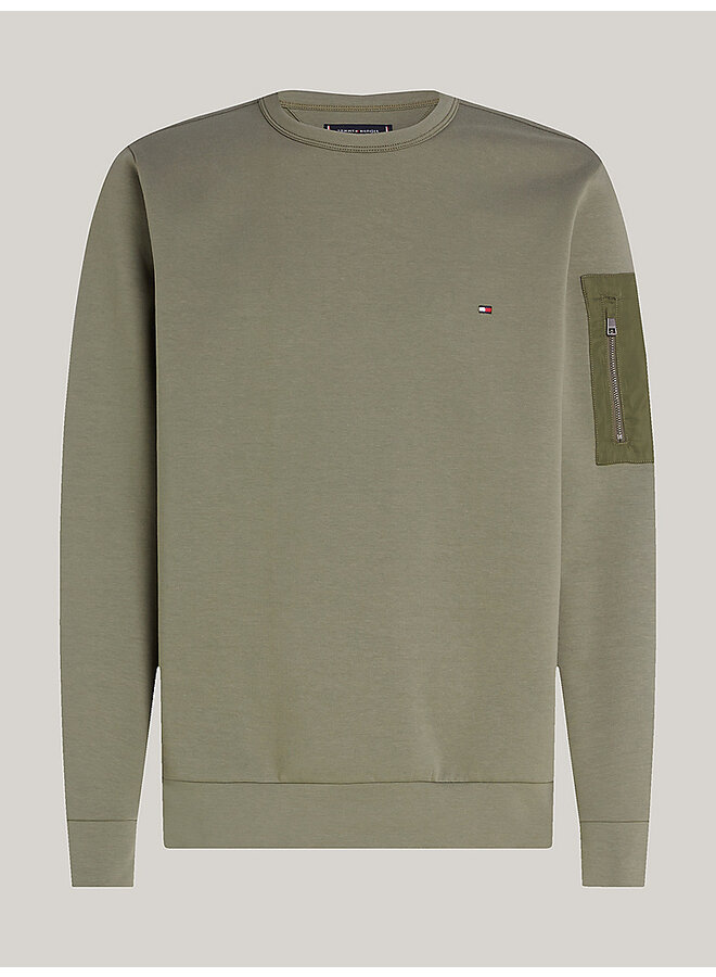 Tommy sweatshirt met ritszak groen