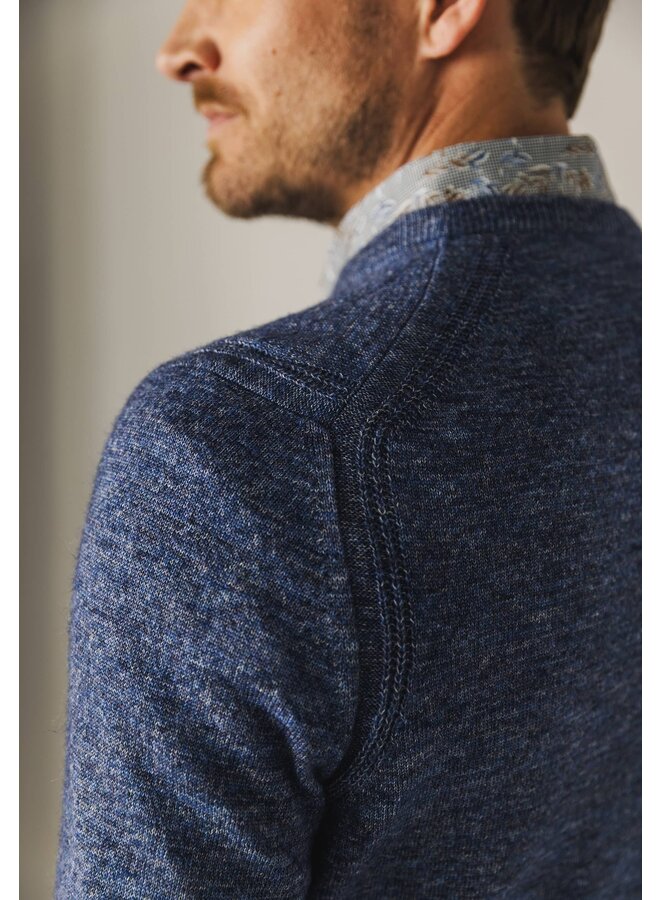State of Art vhals pullover mouline blauw