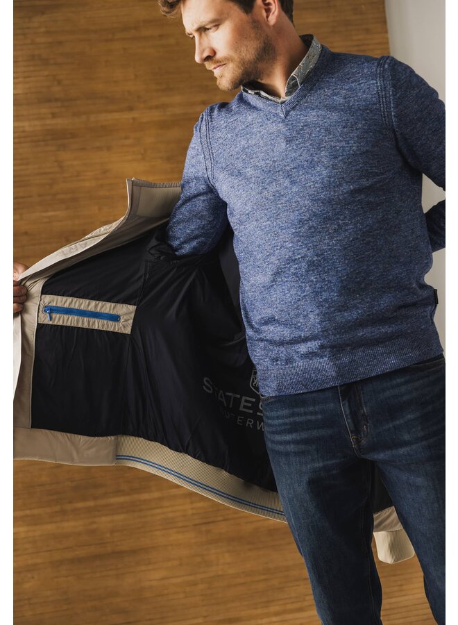 State of Art vhals pullover mouline blauw