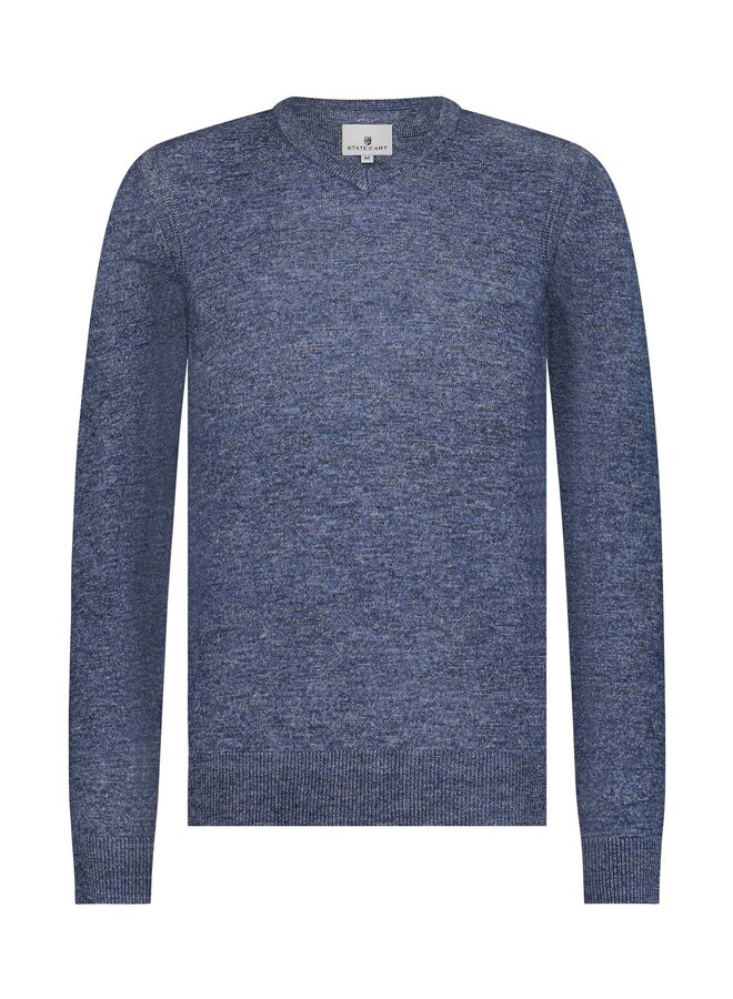 State of Art vhals pullover mouline blauw