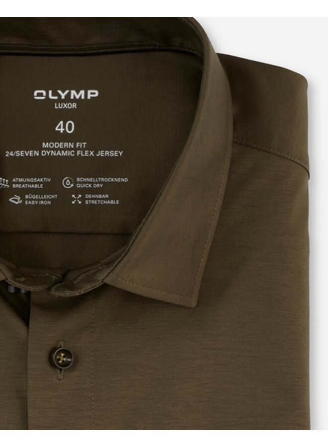 Olymp overhemd 24/seven flex jersey modernfit groen