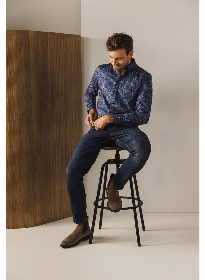 State of Art shirt lange mouw fancy print blauw