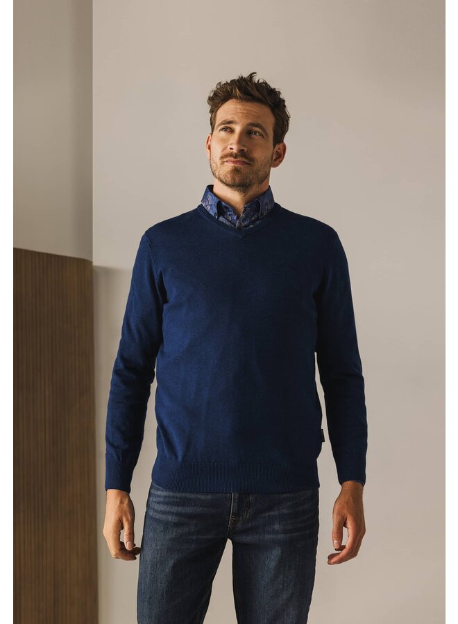State of Art shirt lange mouw fancy print blauw