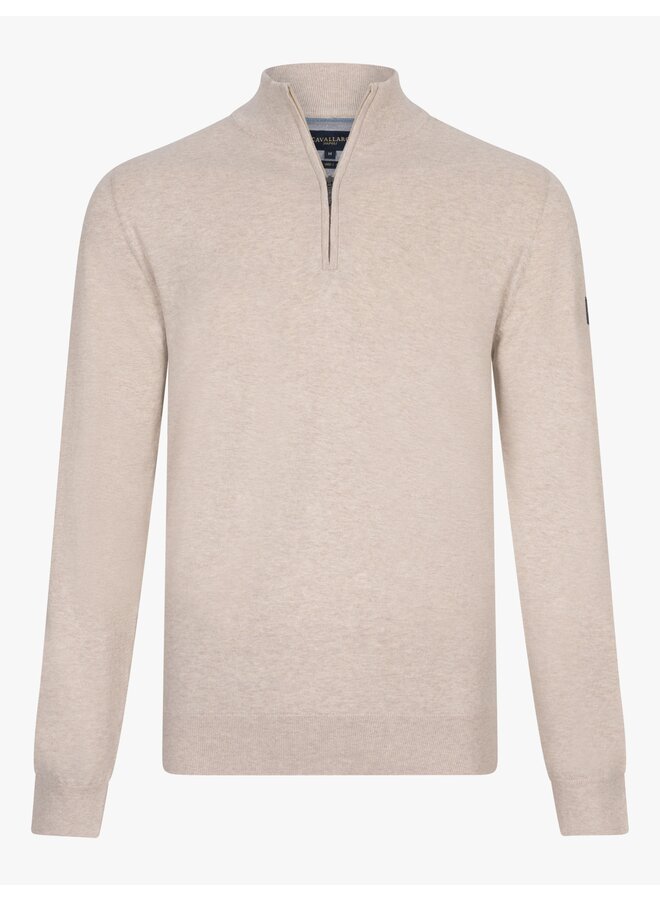 Cavallaro Sorrentino pullover met rits katoen sand