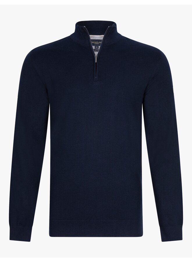 Cavallaro Sorrentino pullover met rits katoen navy