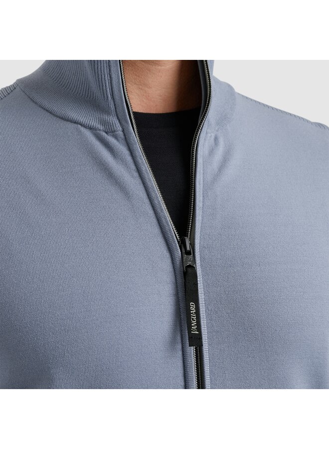 Vanguard viscose blend vest met rits licht blauw