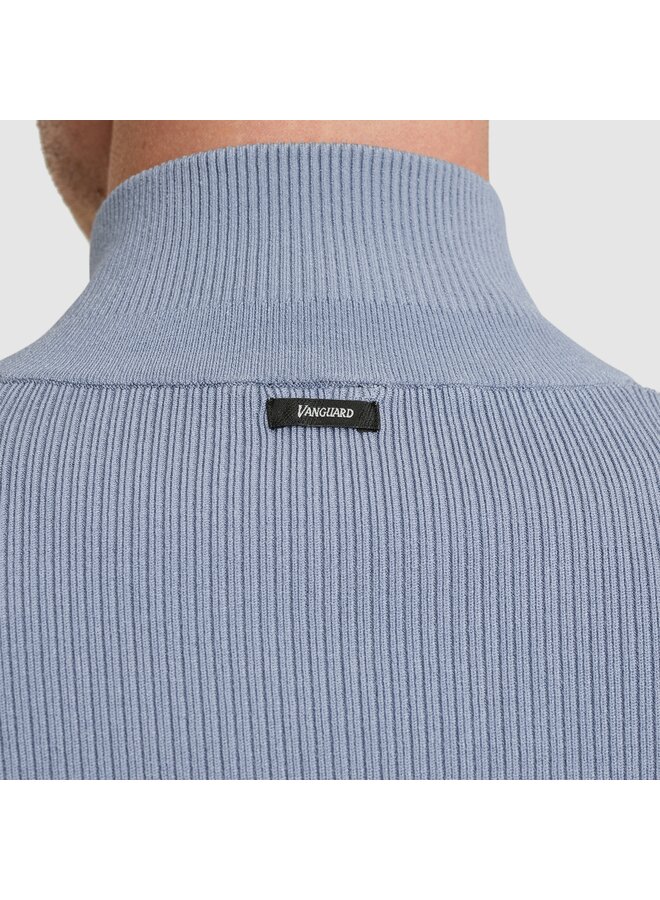 Vanguard viscose blend vest met rits licht blauw