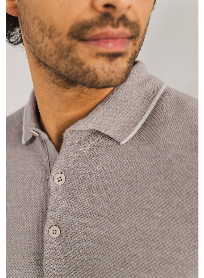 State of Art polo korte mouw gebreid beige