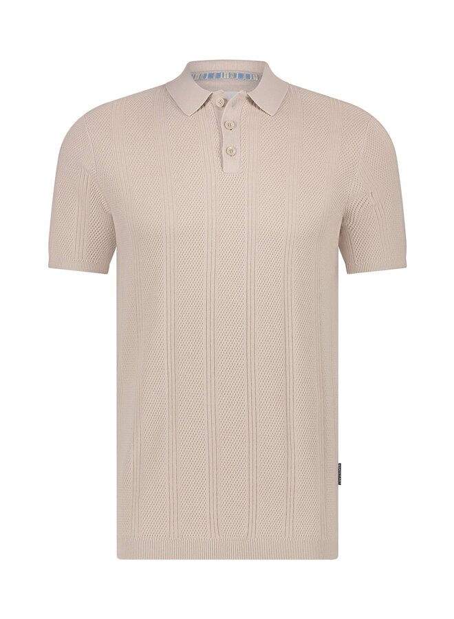 State of Art korte mouw polo gebreid beige