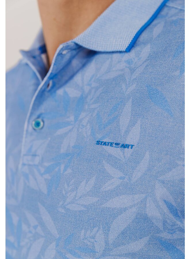 State of Art polo korte mouw print blauw