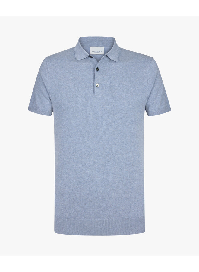 Profuomo polo korte mouw lyocell light blue